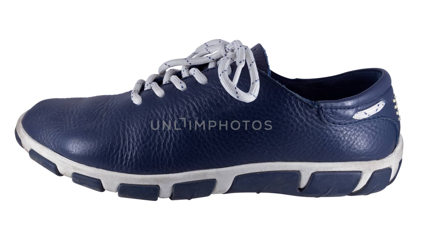 Left blue shoe isolated on a white background with clipping path.