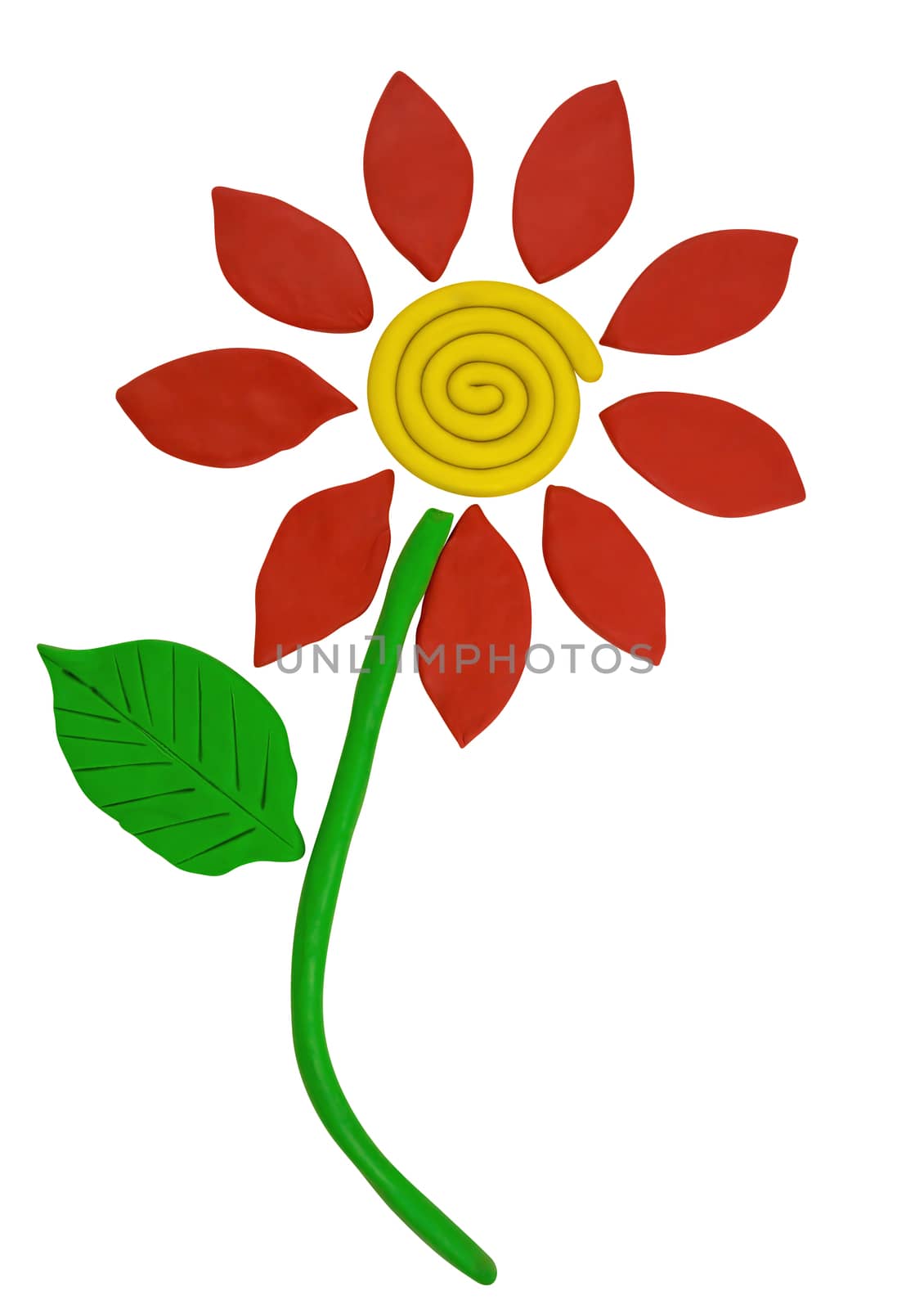 Plasticine Flower isolated on a white background. Clipping path included.
