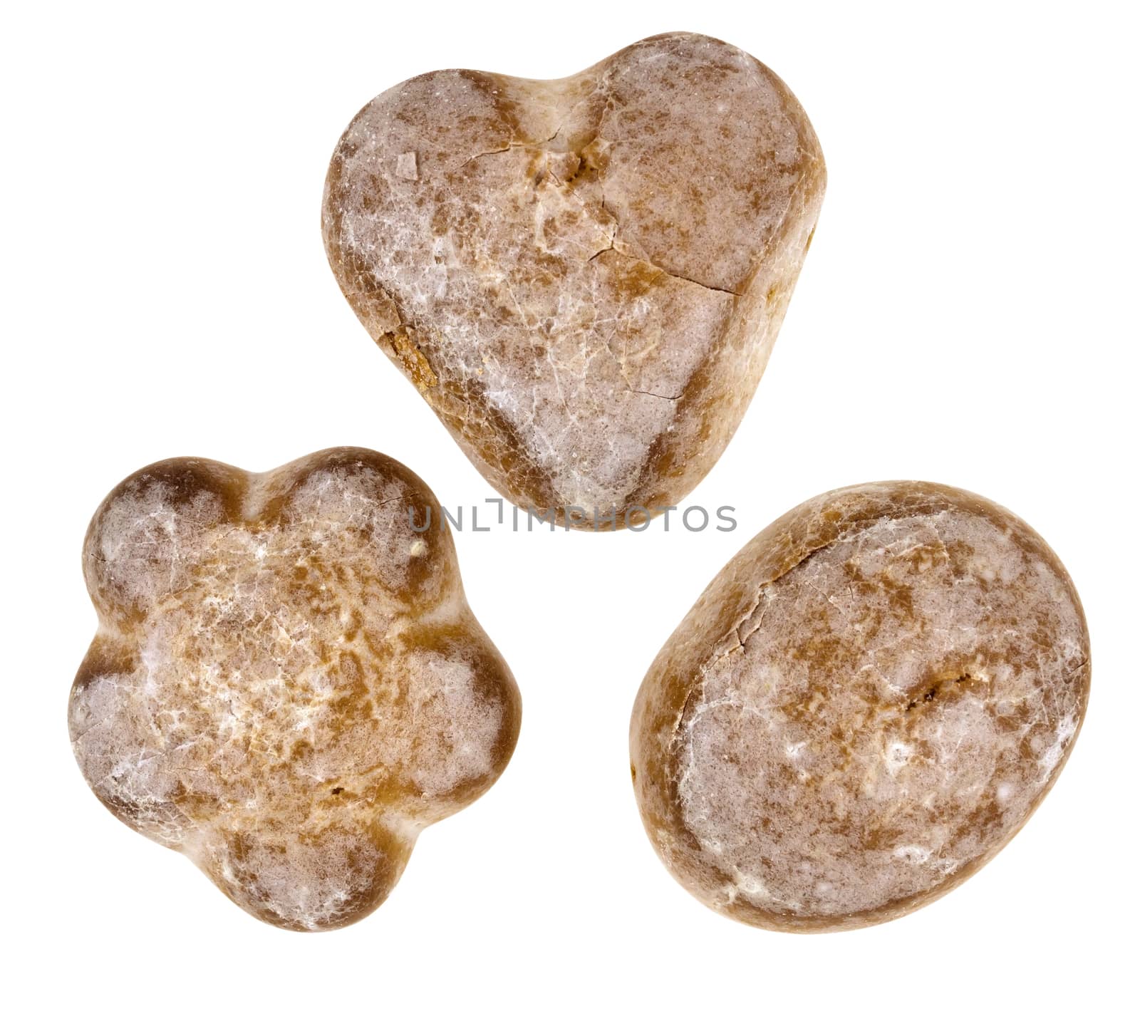Gingerbreads isolated on white. Clipping path included.