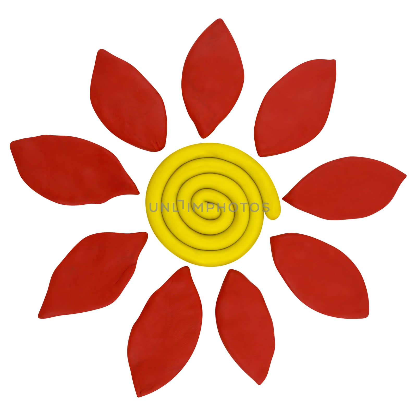 Plasticine Flower isolated on a white background. Clipping path included.