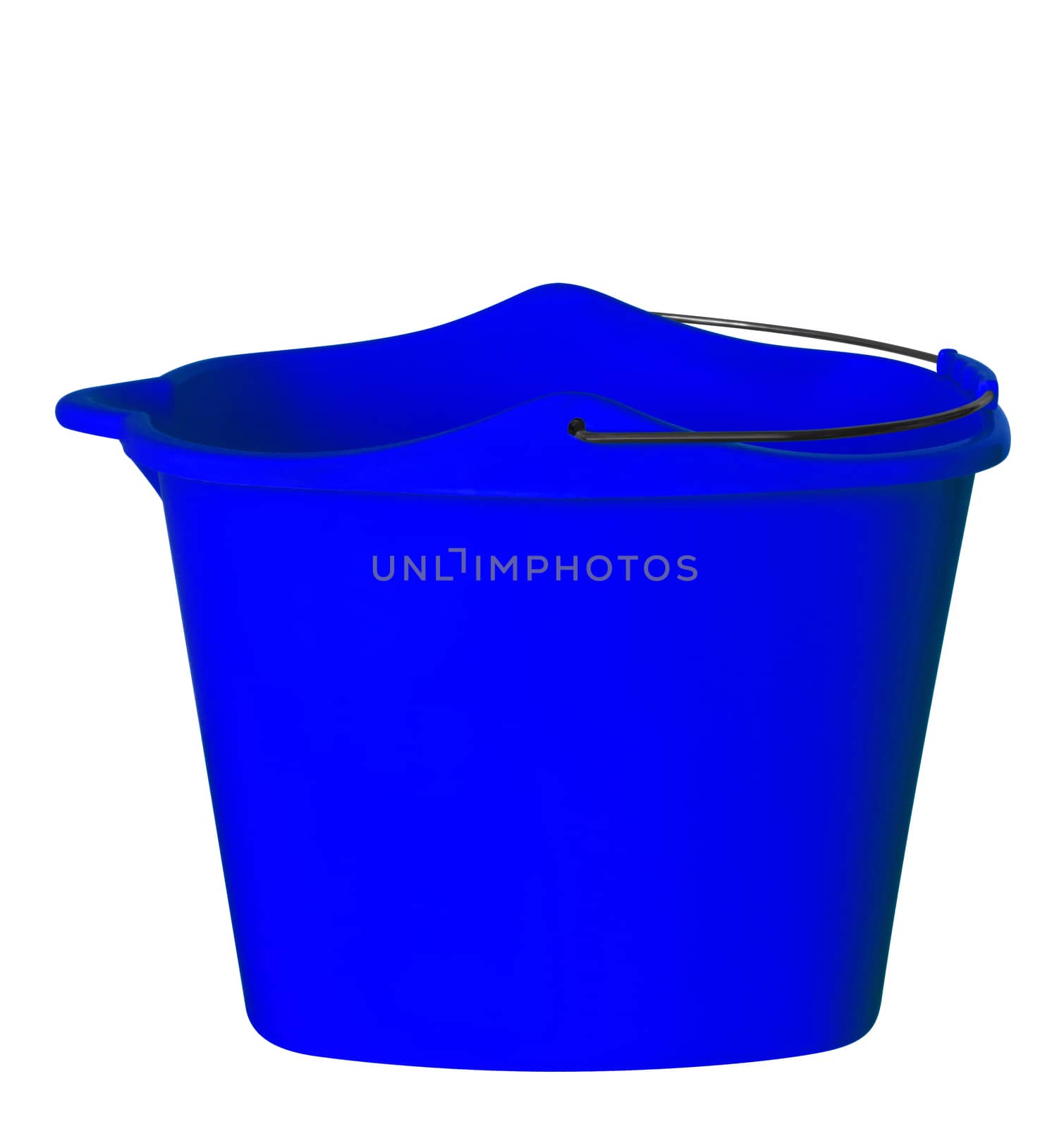 Dark blue plastic bucket isolated on white background. Clipping path included.