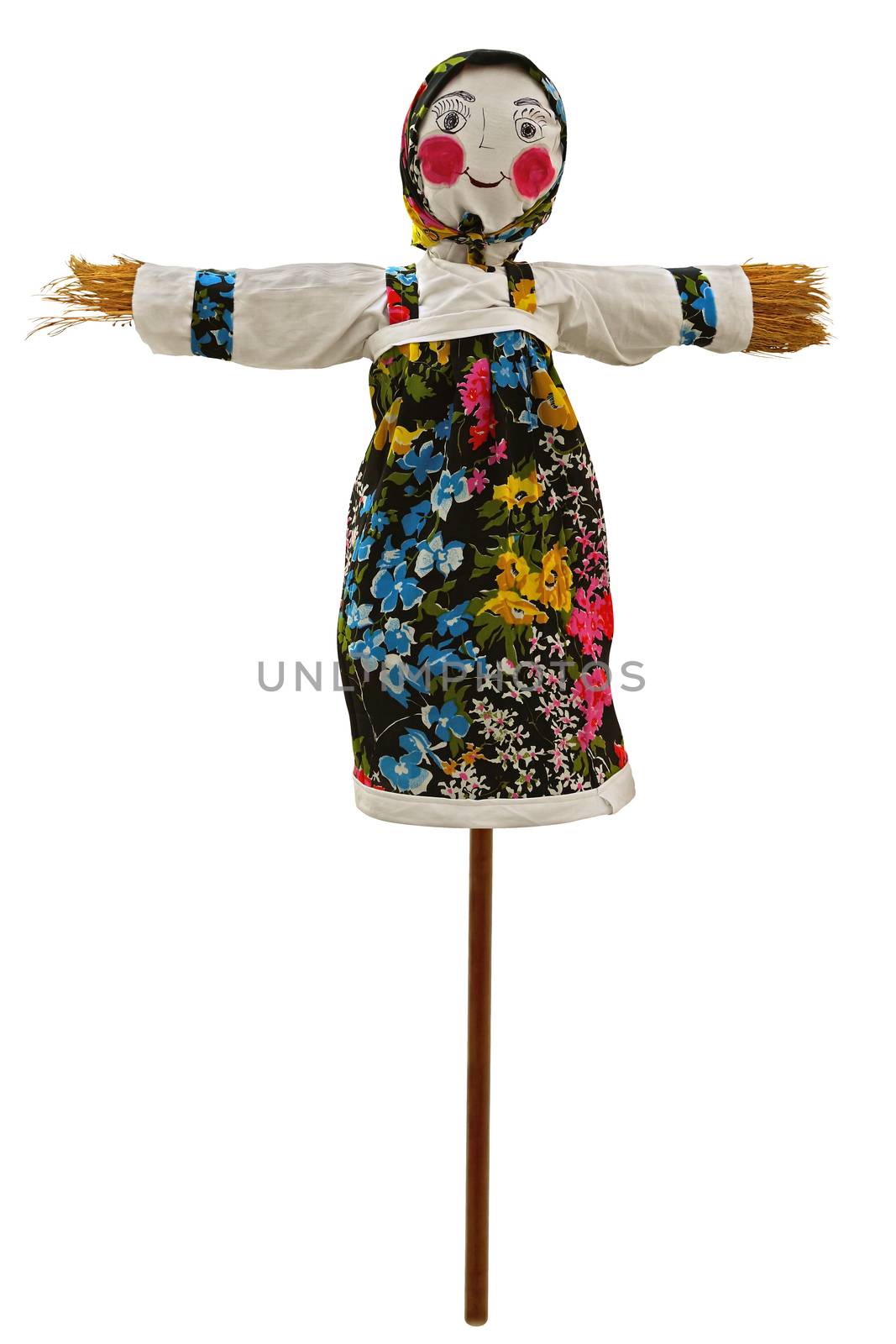 Shrovetide. Big doll for the burning isolated on white. Clipping path included.