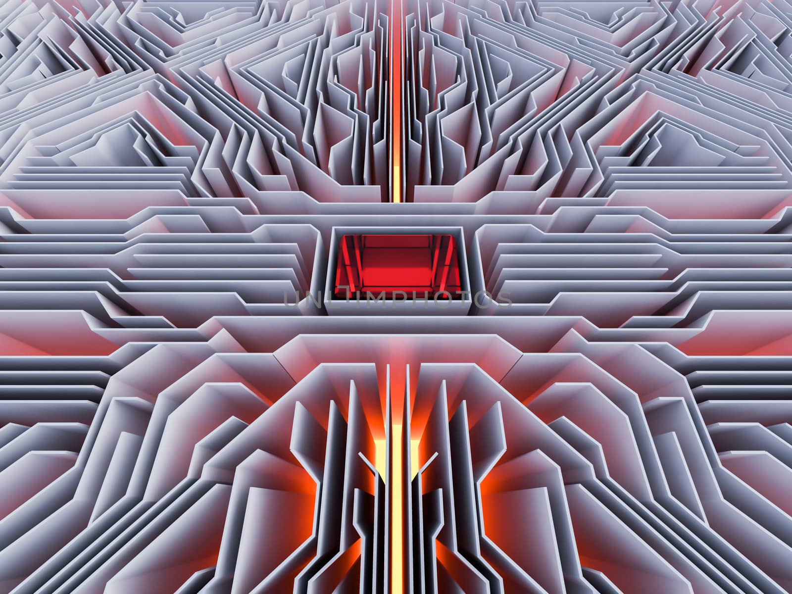 3d background, Abstract,perspective image of a Circuit boards for electronic device which have red light from bottom