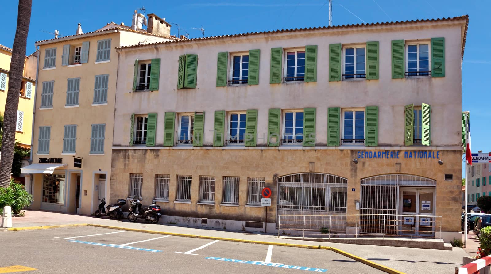 SAINT TROPEZ, FRANCE - JUNE 5, 2014: Gendarmerie building. The building is known for movie Gendarme of Saint-Tropez, starring Louis de Funes, 1964.

Saint Tropez, France - June 5, 2014: Gendarmerie building. The building is known for movie Gendarme of Saint-Tropez, starring Louis de Funes, 1964.