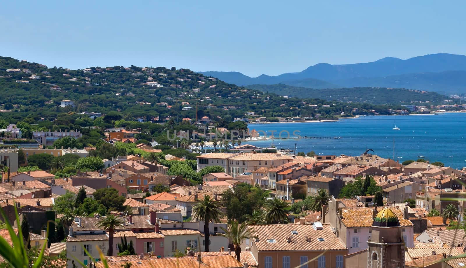 Architecture of Saint Tropez city from above. French Riviera, France.