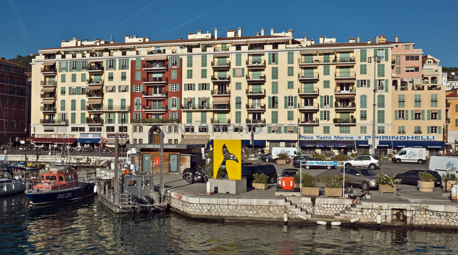 NICE, FRANCE - JUNE 5, 2014: Architecture of Port de Nice in French Riviera. Port de Nice was started in 1745.

Nice, France - June 5, 2014: Architecture of Port de Nice in French Riviera. Port de Nice was started in 1745.