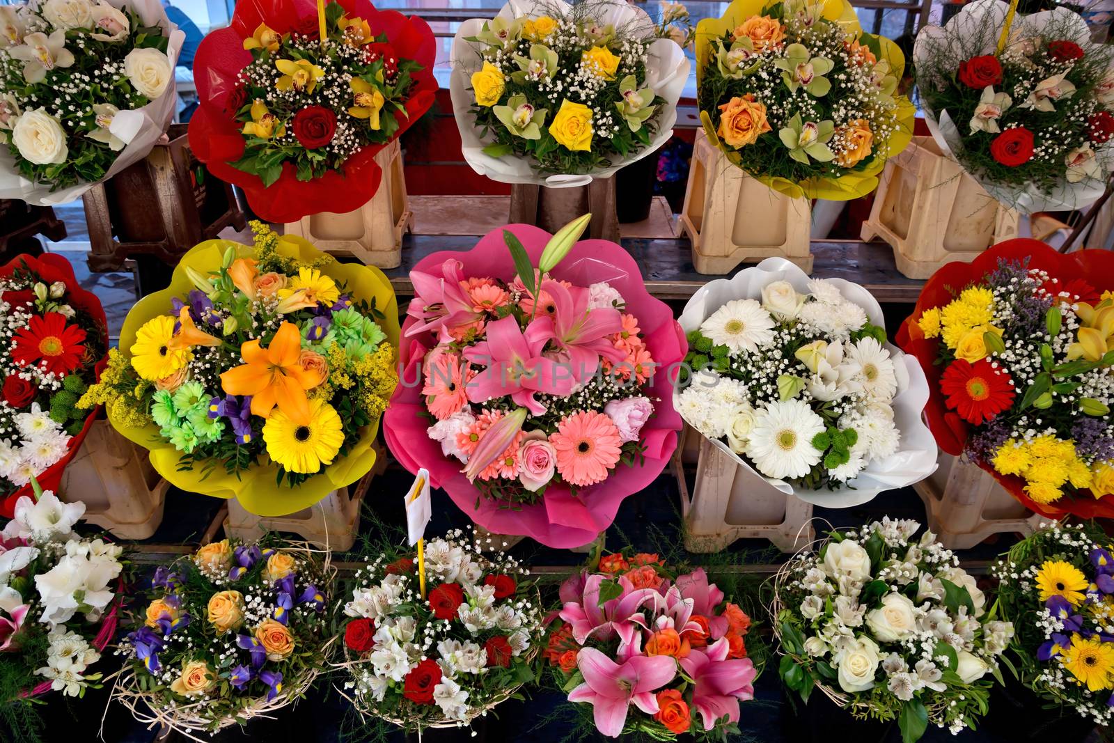 Outdoor flower market in city of Nice, France