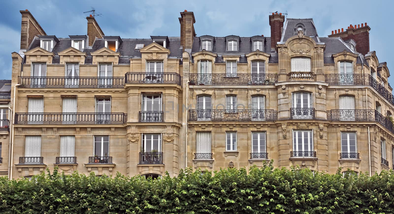 View of the typical french architecture, Paris, France.