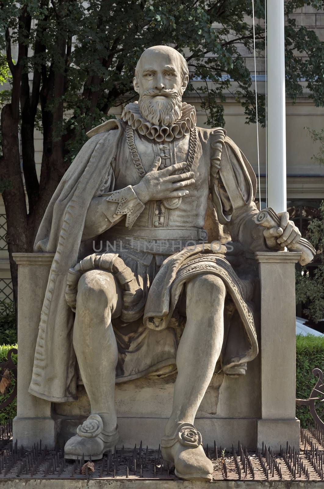Statue of Palais Bourbon (1724) - palace located on left bank of Seine, across Place de la Concorde in Paris. Palais Bourbon is seat of French National Assembly - lower legislative chamber of French government.