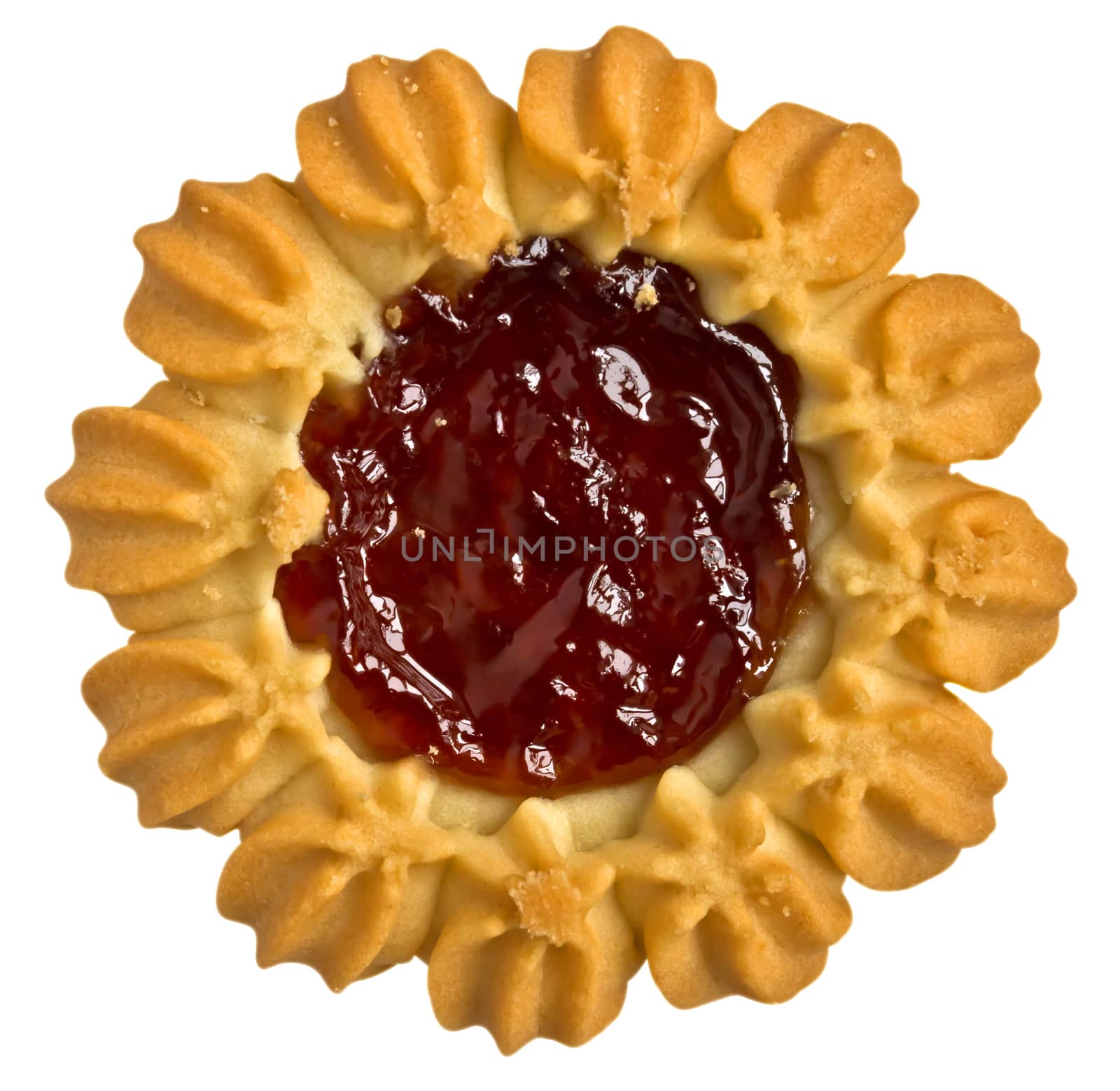Cookies with jam in the center isolated on white. Clipping path included.