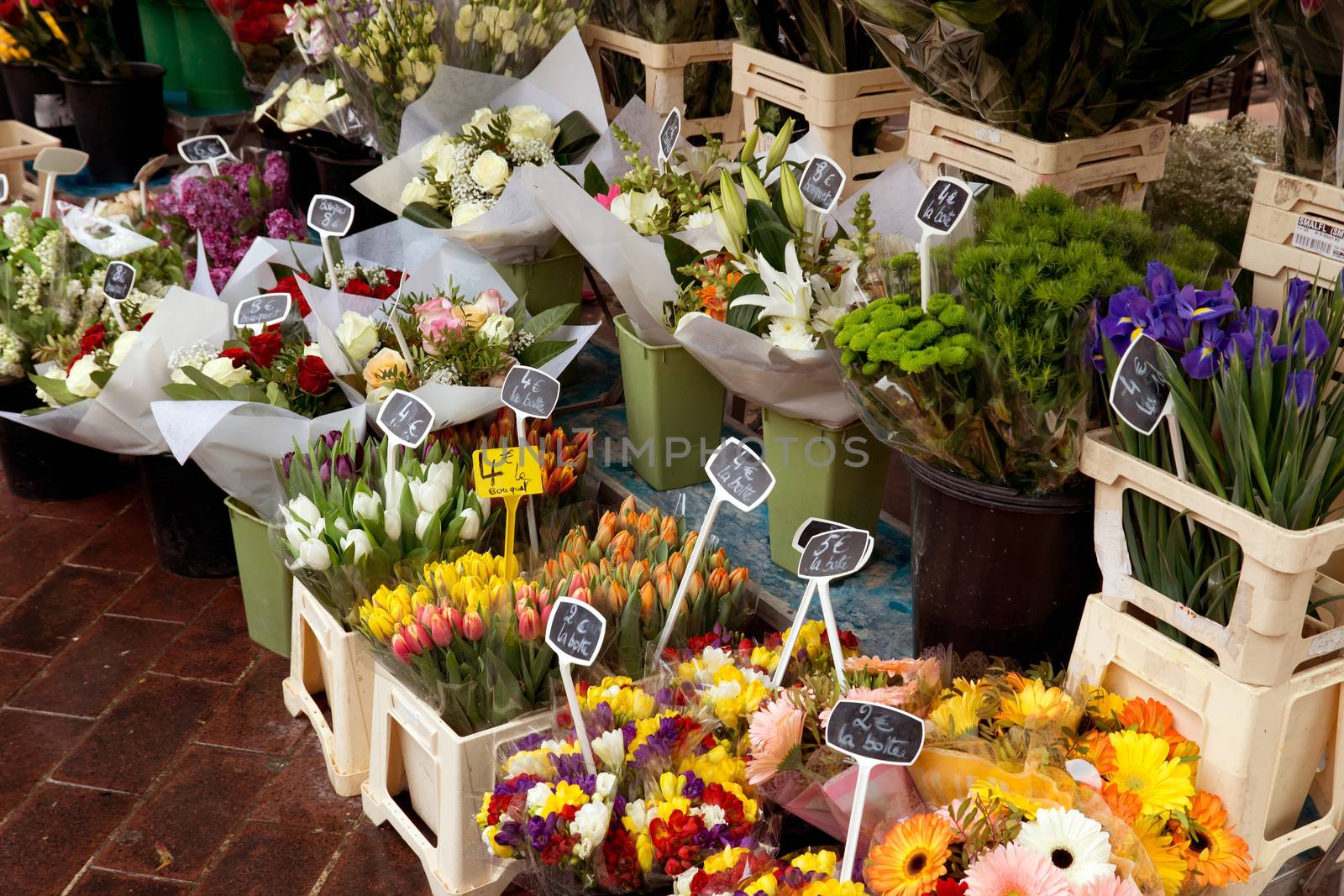 Outdoor flower market in Nice, France