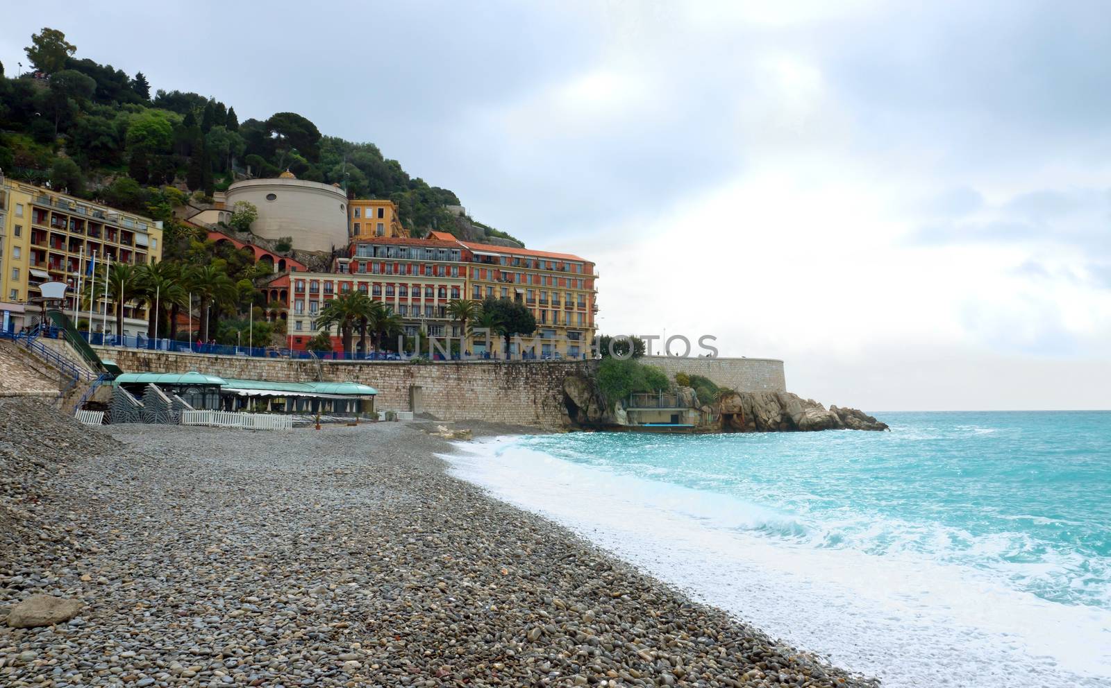 Beach Angel Bay in city of Nice, France