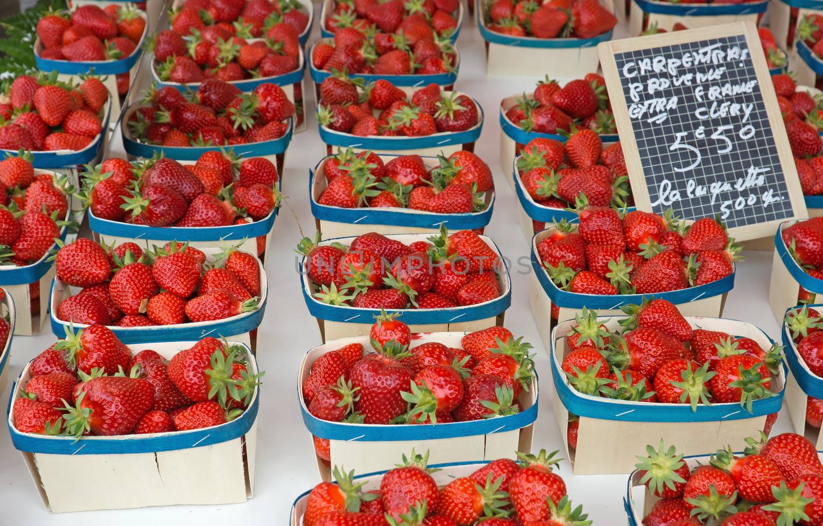 Fresh strawberries on the local market in Nice, France