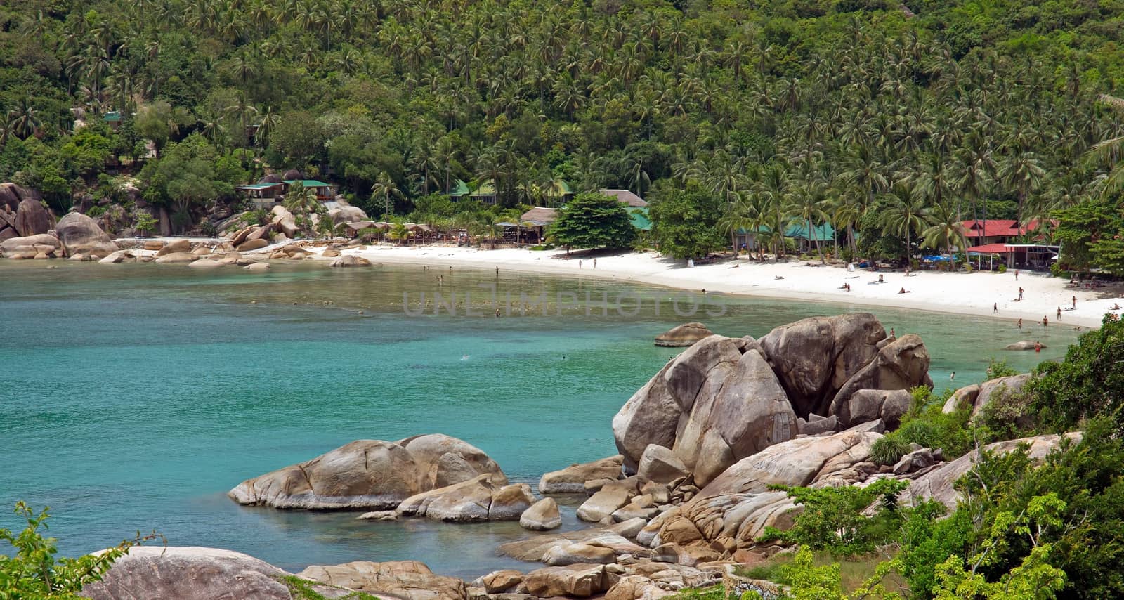 Ko Pha Ngan beach scene from view point at Samui island, Thailand