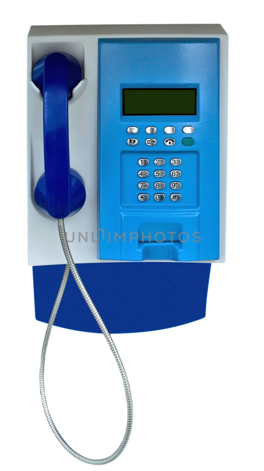 Public Payphone Isolated on White Background. Clipping Path included.