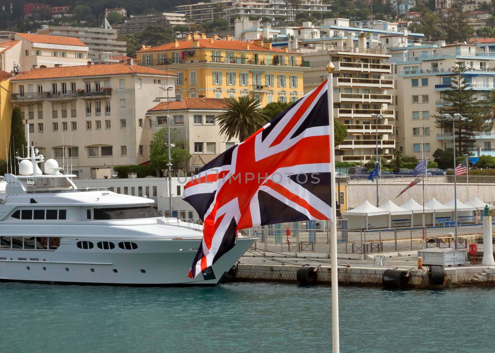 British flag in a Port de Nice, City of Nice, France