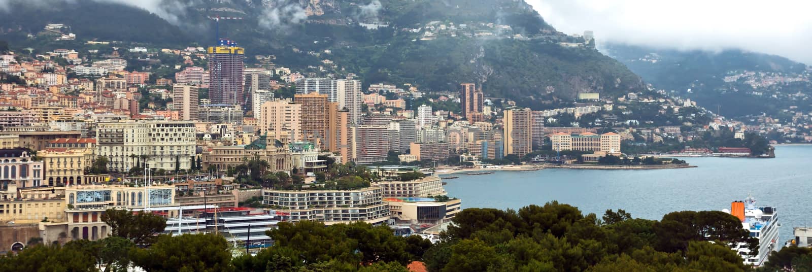 MONTE CARLO, MONACO - APRIL 28: Panoramic view of city on April 28, 2013 in Monte Carlo, Monaco. All buildings in Monaco is very expensive and fashionable.

Monte Carlo, Monaco - April 28, 2013: Panoramic view of city. All buildings in Monaco is very expensive and fashionable.