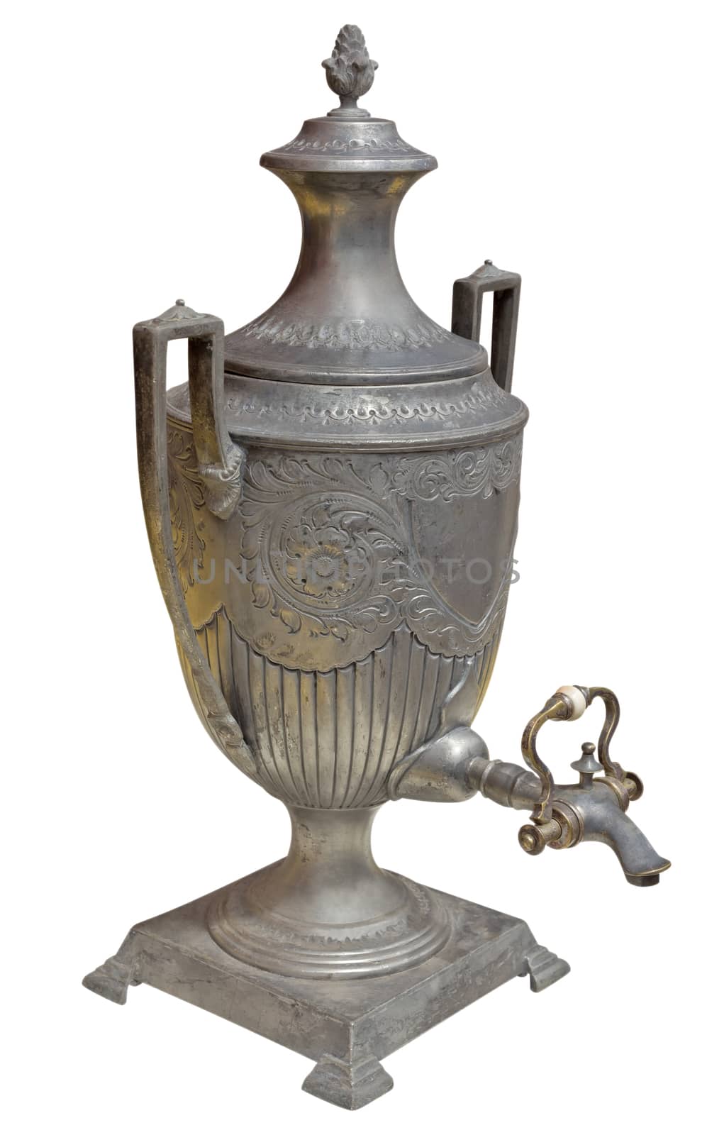 Retro silver jug isolated on white. Clipping path included.