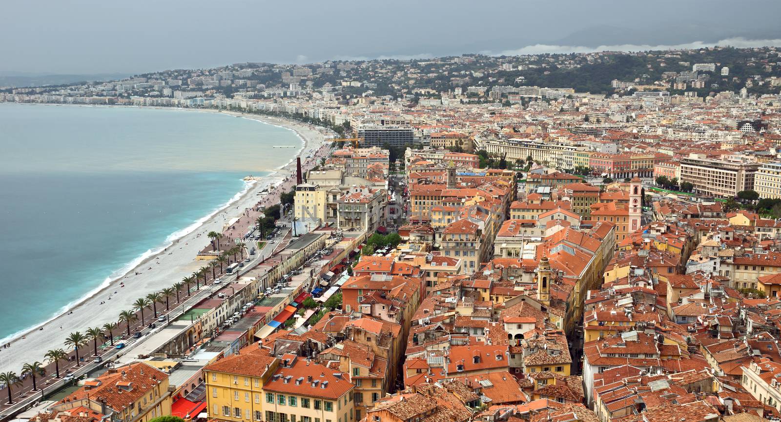 NICE, FRANCE - APRIL 29: Wonderful panoramic view with colorful historical houses of the old city on April 29, 2013 in Nice, France. 

Nice, France - April 29, 2013: Wonderful panoramic view with colorful historical houses of the old city.