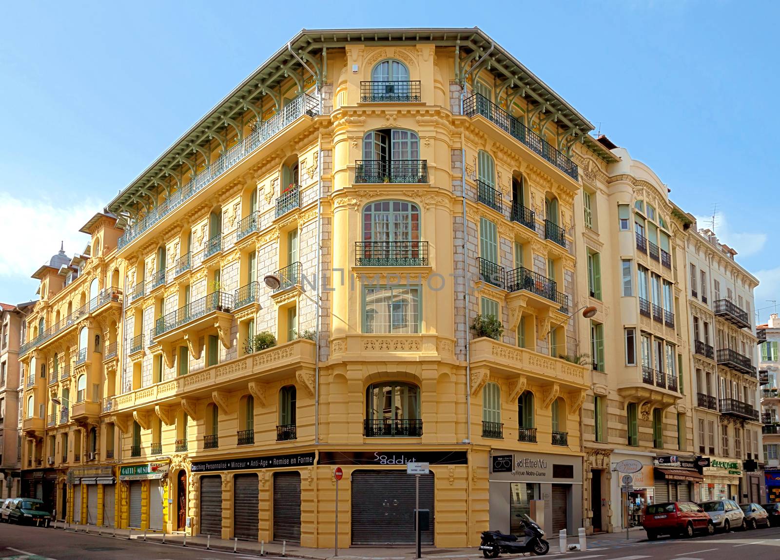 NICE, FRANCE - MAY 1: Architecture of buildings on May 1, 2013 in Nice, France.

Nice, France - May 1, 2013: Architecture of buildings in Nice, French Riviera. Architecture in the city is very different, here you can see both classical and modern architecture.