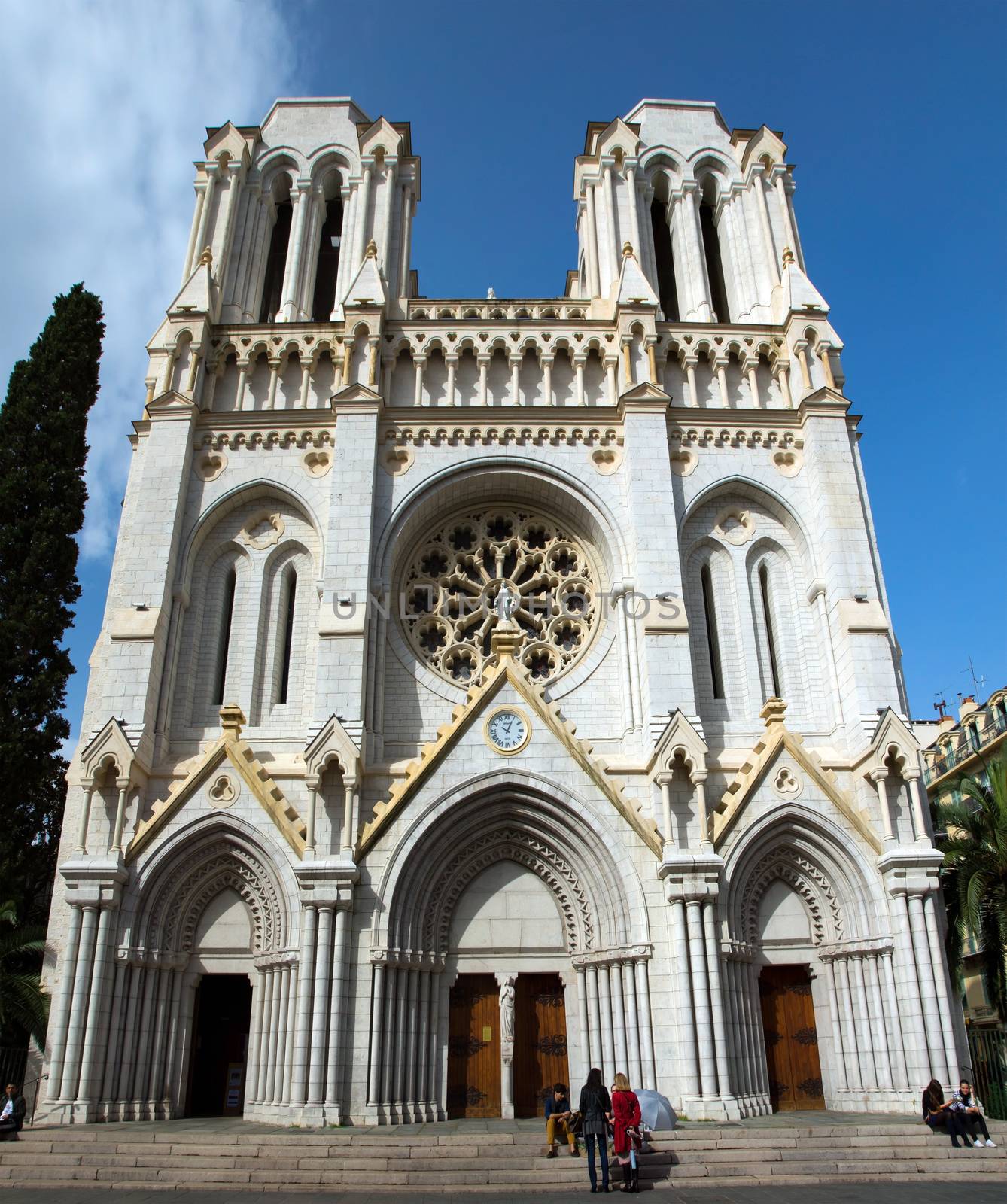 Basilique Notre Dame, Nice, France

NICE, FRANCE - MAY 1: Basilique Notre Dame on May 1, 2013 in Nice, France. It was built in the years 1864-1868 in neo-Gothic style.