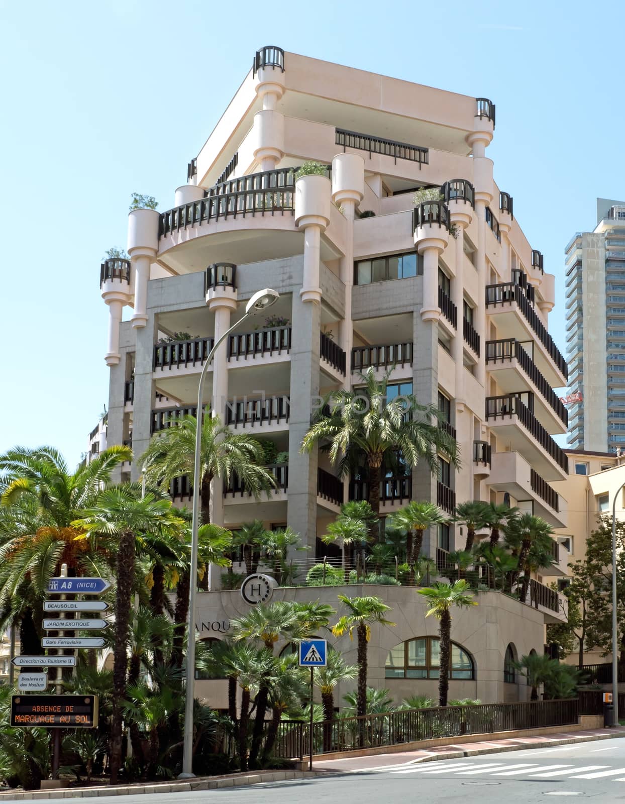 MONTE CARLO, MONACO - MAY 1: The architecture of buildings near Grand Casino on May 1, 2013 in Monte Carlo, Monaco. 

Monte Carlo, Monaco - May 1, 2013: The architecture of buildings near Grand Casino.
