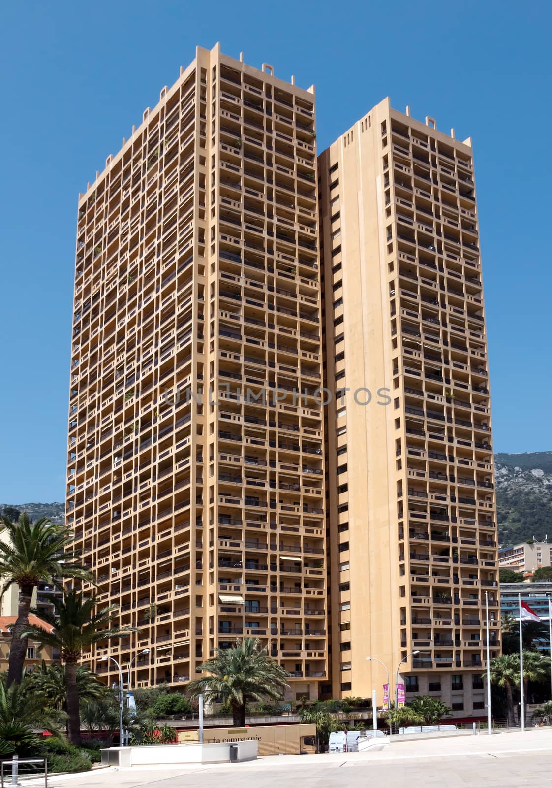 MONTE CARLO, MONACO - MAY 1: The architecture of buildings near Grand Casino on May 1, 2013 in Monte Carlo, Monaco. 

Monte Carlo, Monaco - May 1, 2013: The architecture of buildings near Grand Casino.