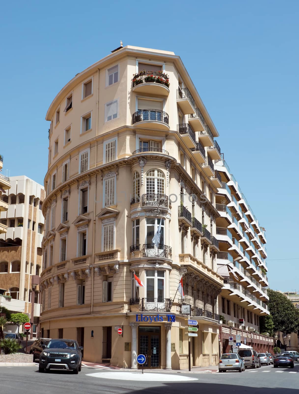 MONTE CARLO, MONACO - MAY 1: The architecture of buildings near Grand Casino on May 1, 2013 in Monte Carlo, Monaco.