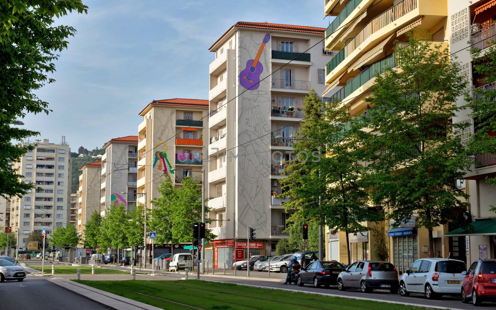 NICE, FRANCE - MAY 1: Architecture of buildings of new district on May 1, 2013 in Nice, France. City of Nice is a luxury resort on the Mediterranean coast.

Nice, France - May 1, 2013: Architecture of buildings of new district. City of Nice is a luxury resort on the Mediterranean coast.