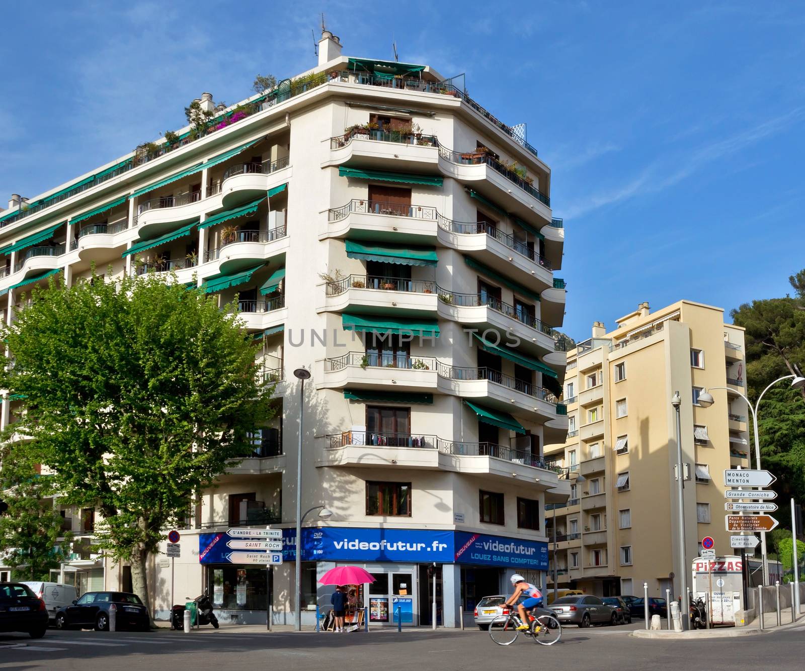 NICE, FRANCE - MAY 1: Architecture of buildings of new district on May 1, 2013 in Nice, France. City of Nice is a luxury resort on the Mediterranean coast.

Nice, France - May 1, 2013: Architecture of buildings of new district. City of Nice is a luxury resort on the Mediterranean coast.