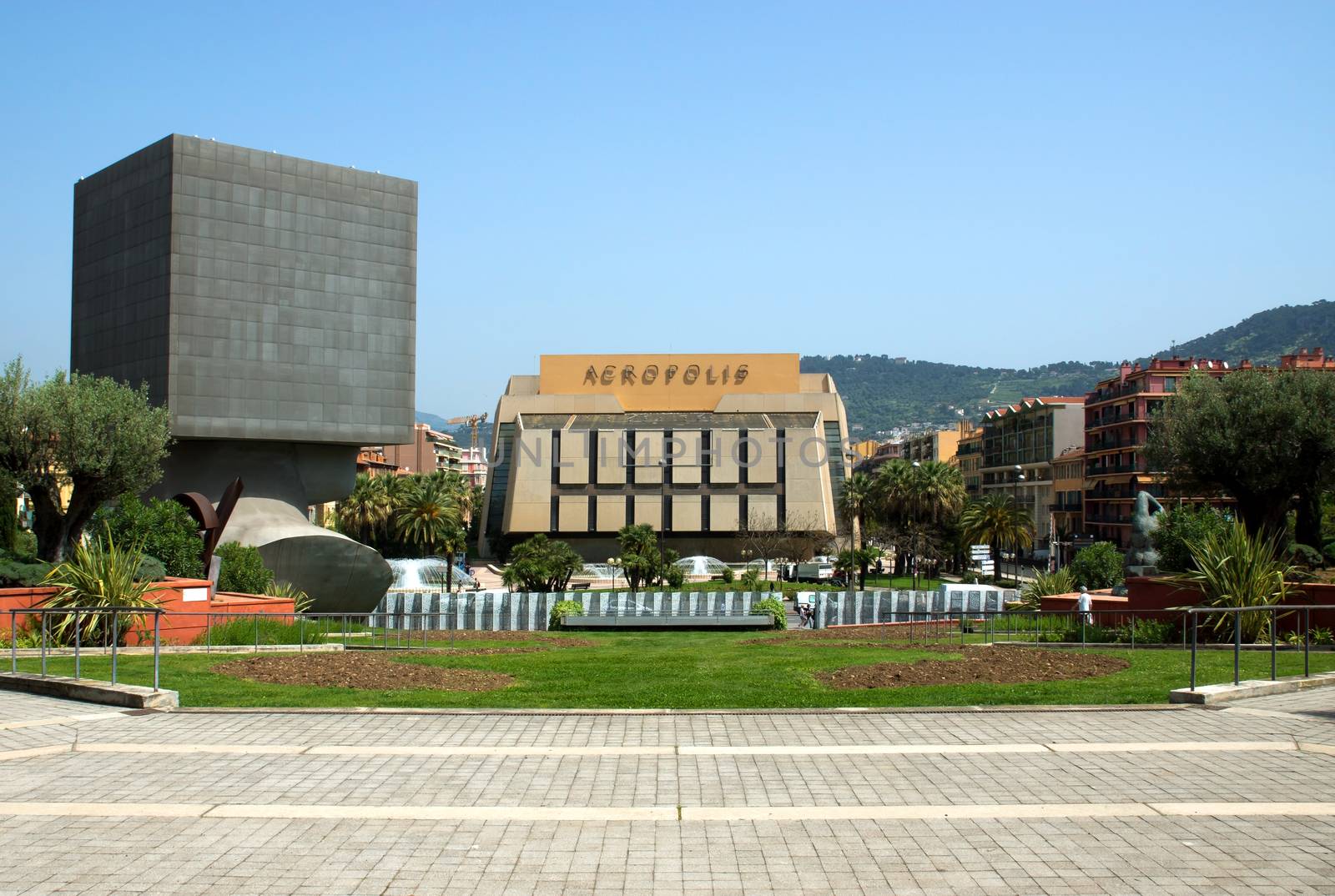 NICE, FRANCE - MAY 3: Palace of Arts, Tourism and Congresses, Acropolis (Palais des Congres Acropolis) on May 3, 2013 in Nice, France. It was inaugurated in May 1985

Palace of Arts, Tourism and Congresses - Acropolis. Nice, France