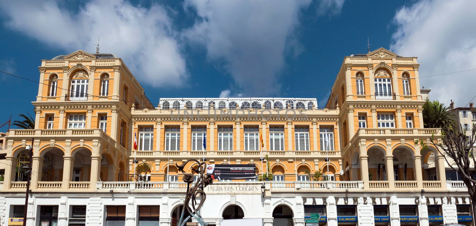 GRASSE, FRANCE - MAY 3: Palace of Congresses on May 3, 2013 in Grasse, France. Previously, there was placed in the casino Belle Epoque. This building was built in the XVIII century.

Grasse, France - May 3, 2013: Palace of Congresses. Previously, there was placed in the casino Belle Epoque. This building was built in the XVIII century. Grasse is a town in the French department of Alpes-Maritimes. City known for its perfume industry. The city was founded in the XI century.