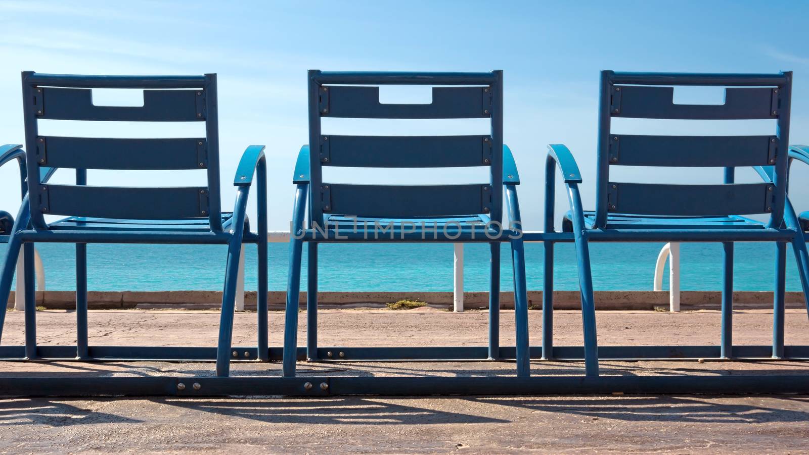 Deck Chairs in front of the sea, Nice, France