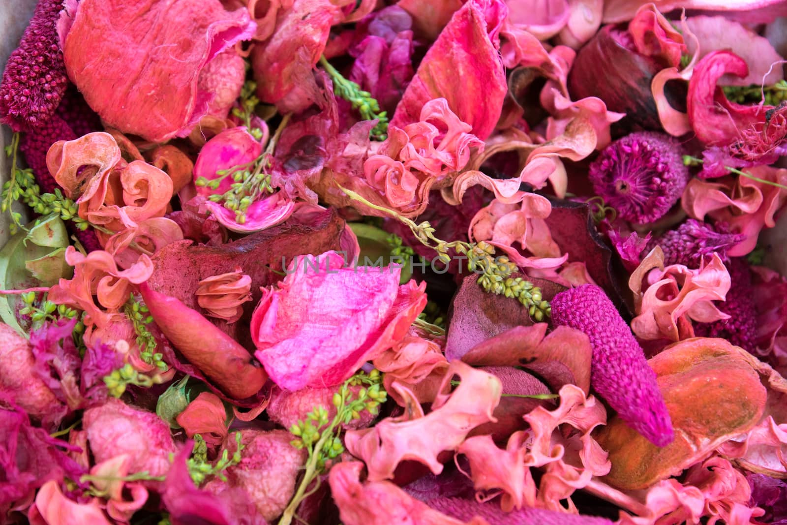 Abstract background from dried petals flowers for parfume