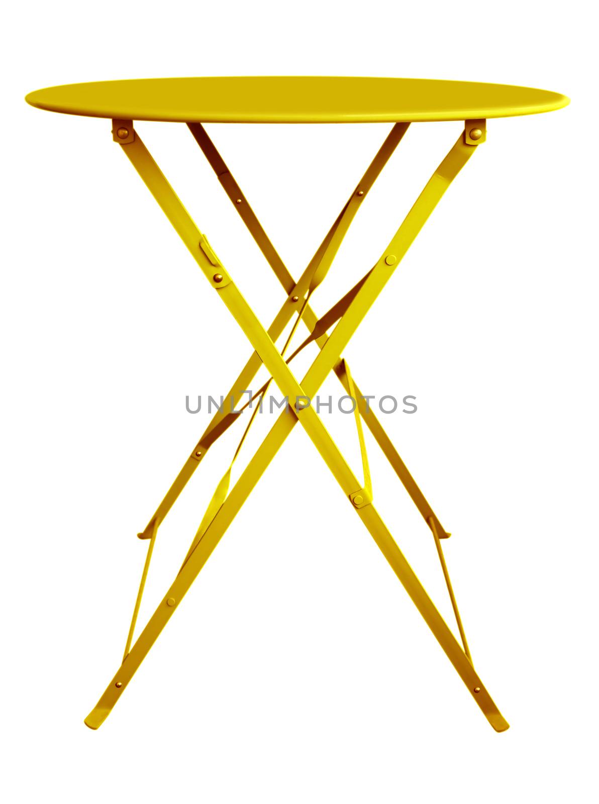 Yellow Folding Table isolated on white, with clipping path.