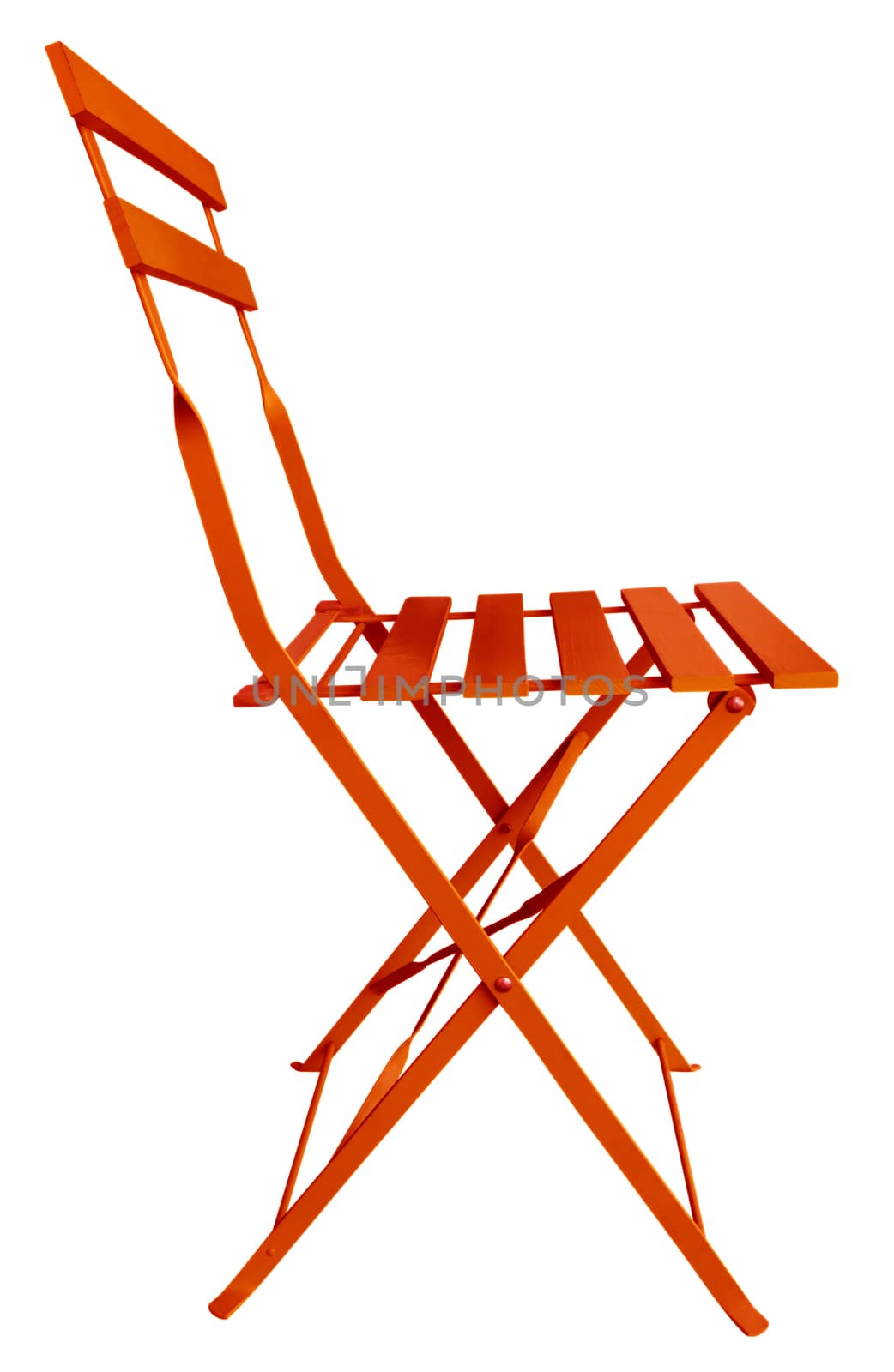 Red Folding Chair isolated on white, with clipping path.