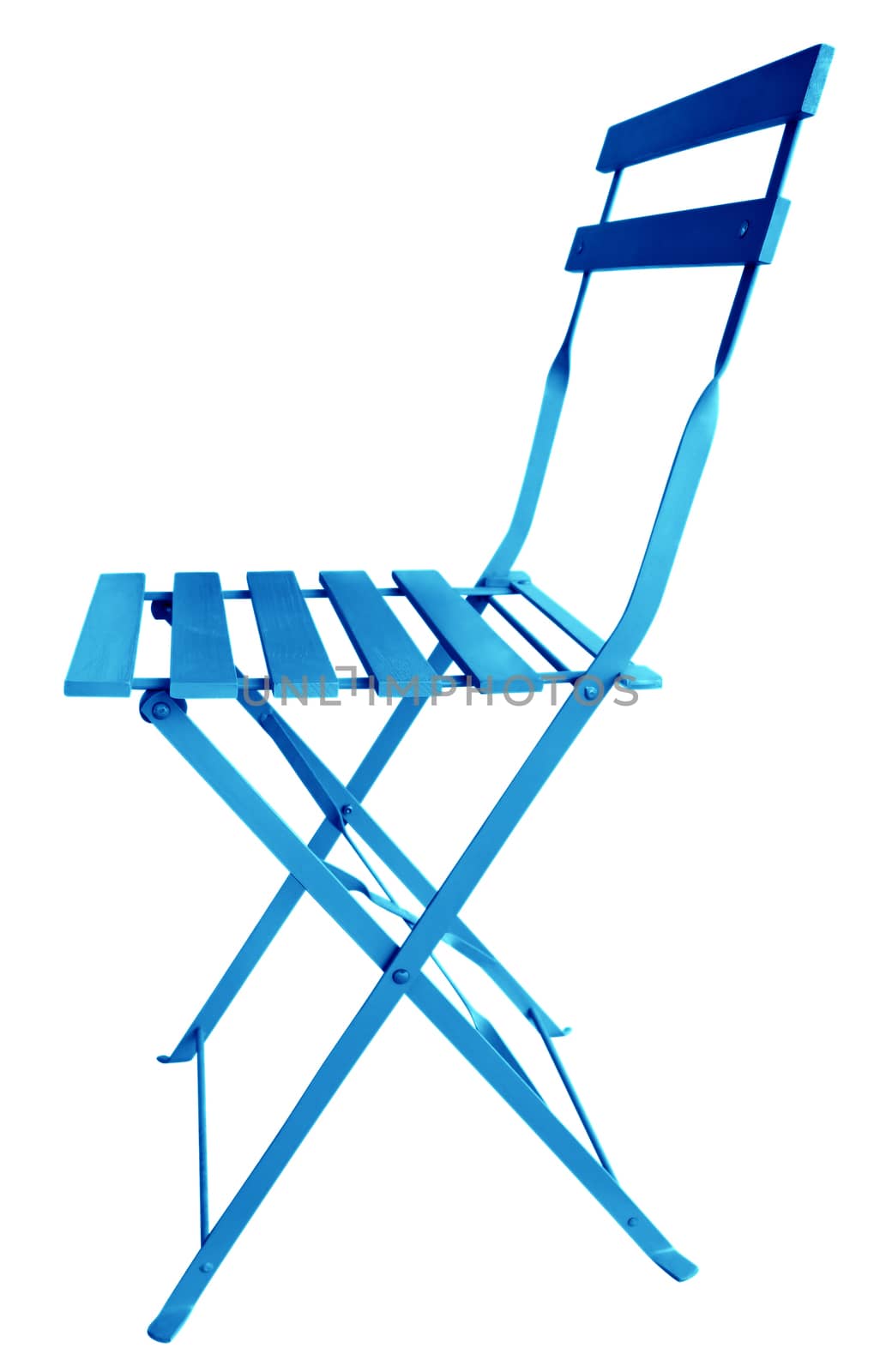 Blue Folding Chair isolated on white, with clipping path.