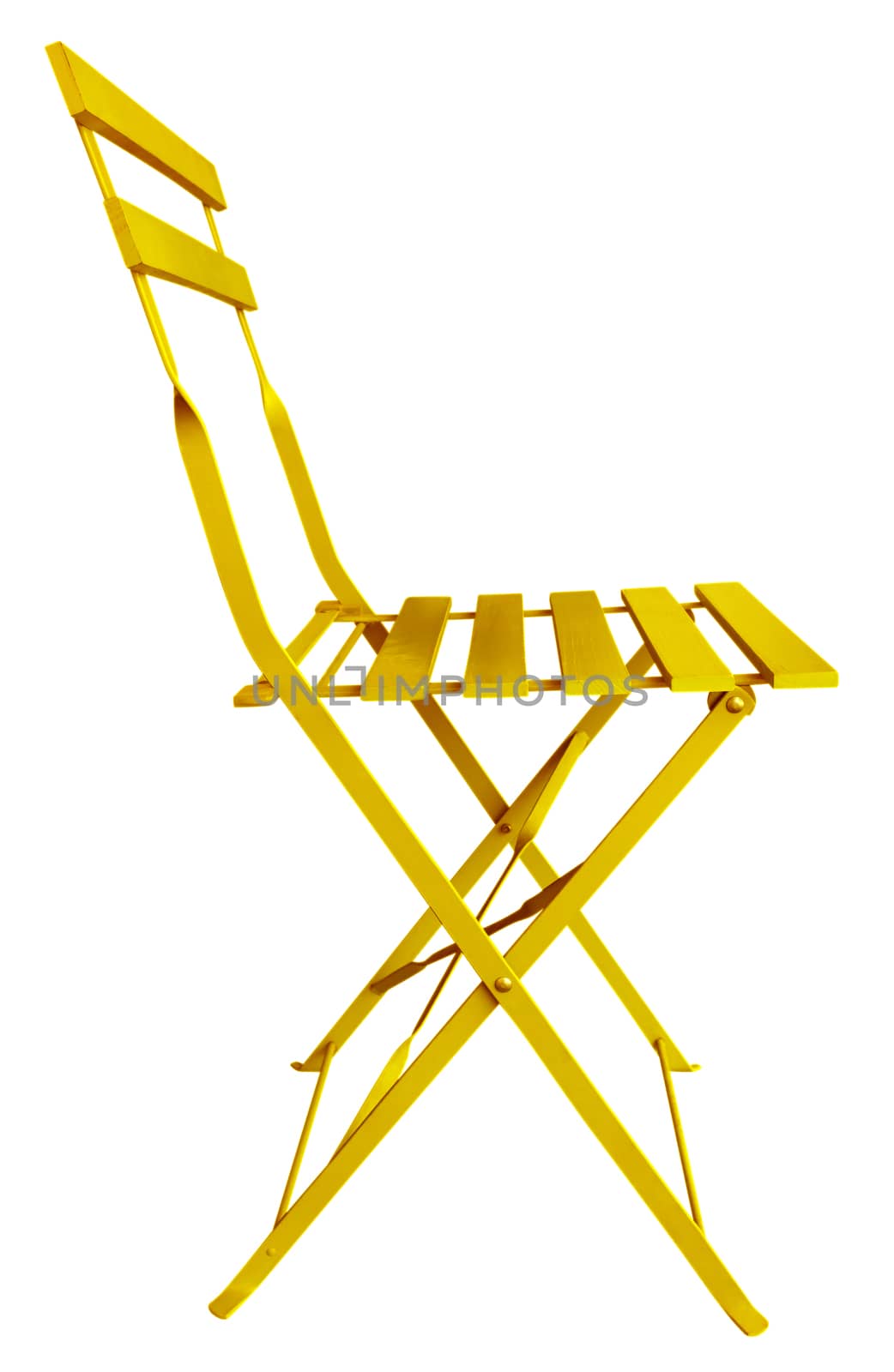 Yellow Folding Chair isolated on white, with clipping path.