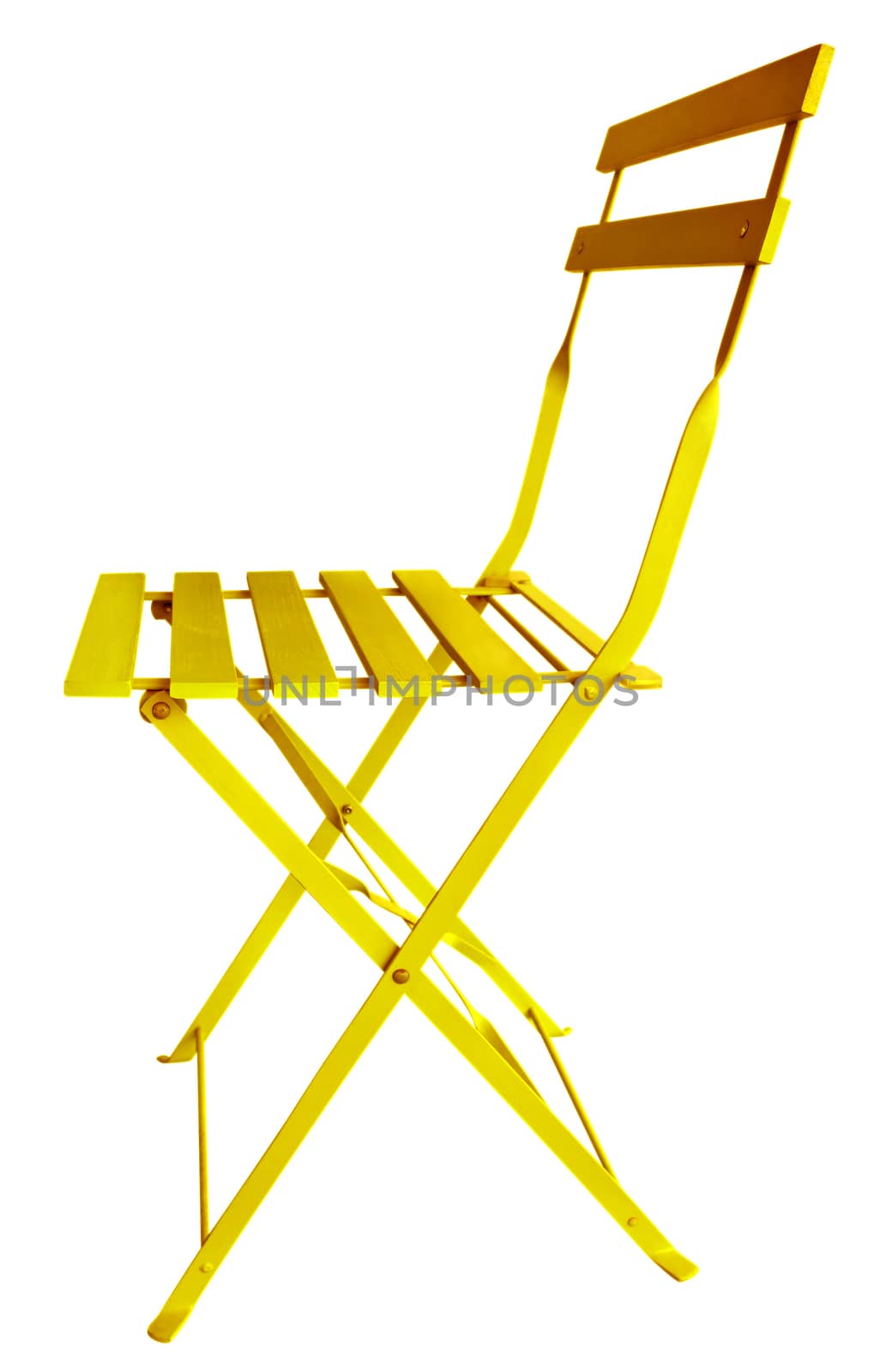Yellow Folding Chair isolated on white, with clipping path.