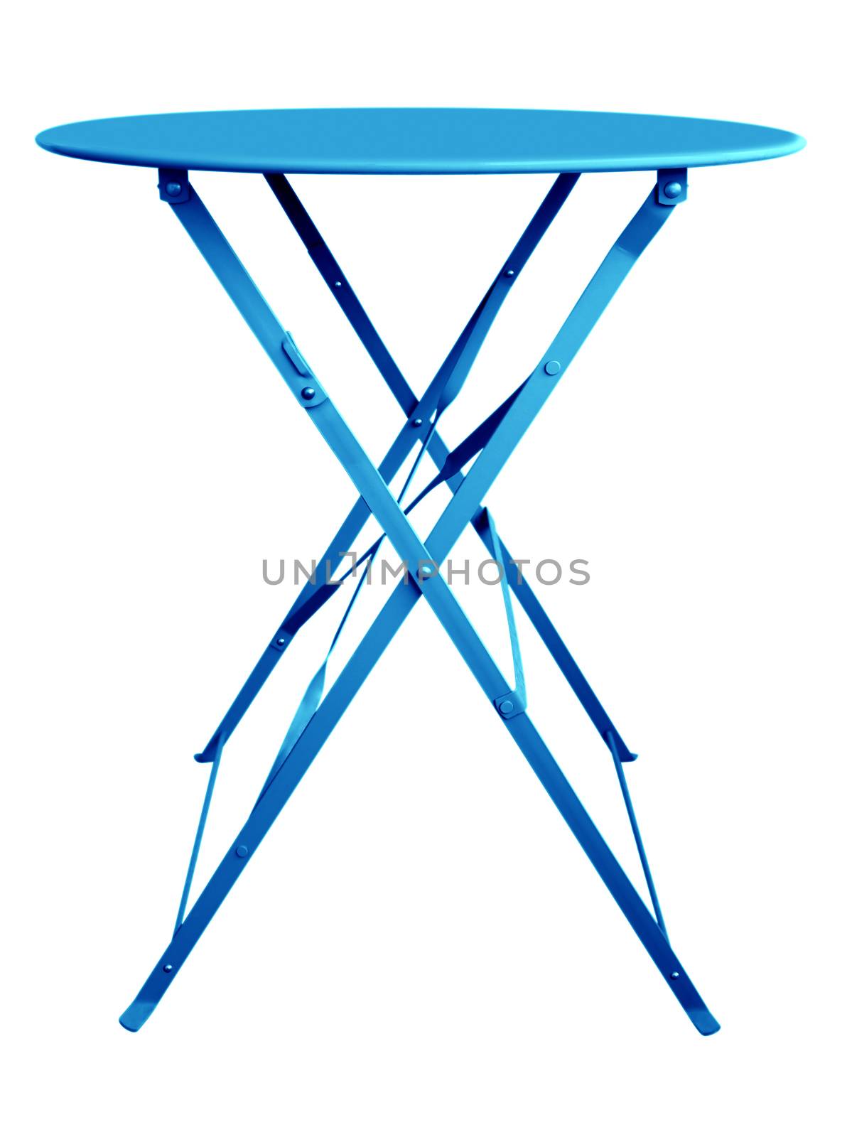 Blue Folding Table isolated on white, with clipping path.