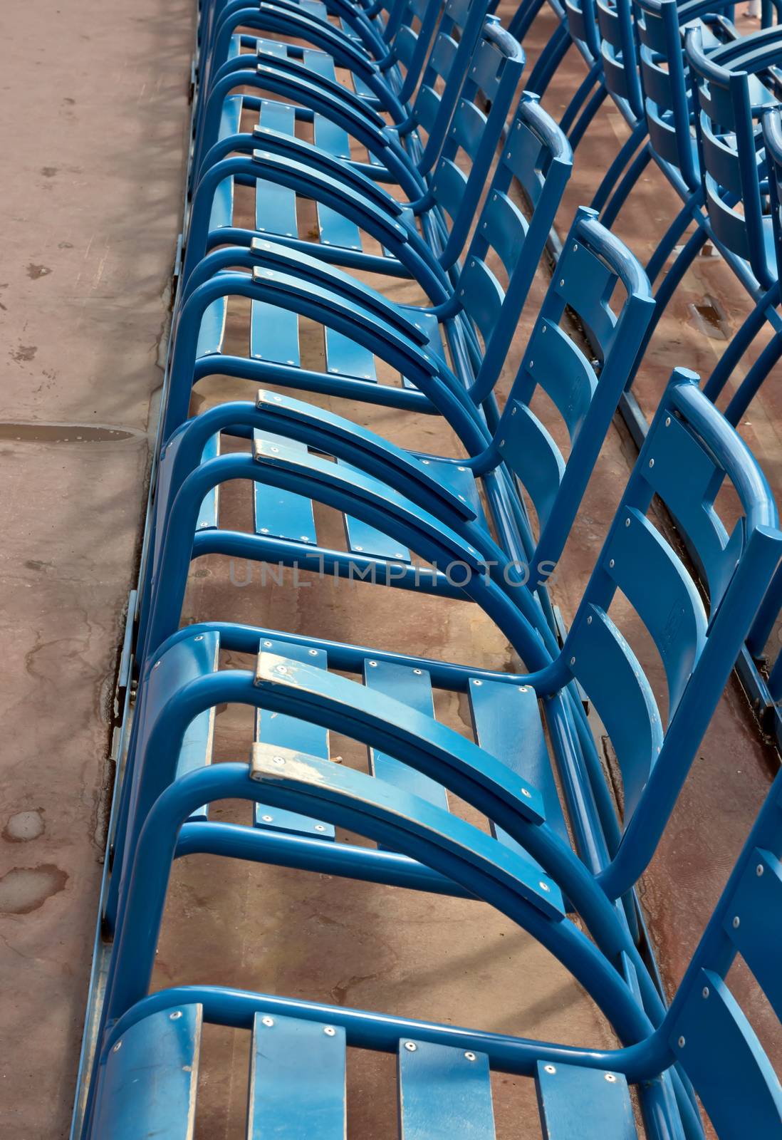 Chairs on Promenade des Anglais in the city of Nice, France.