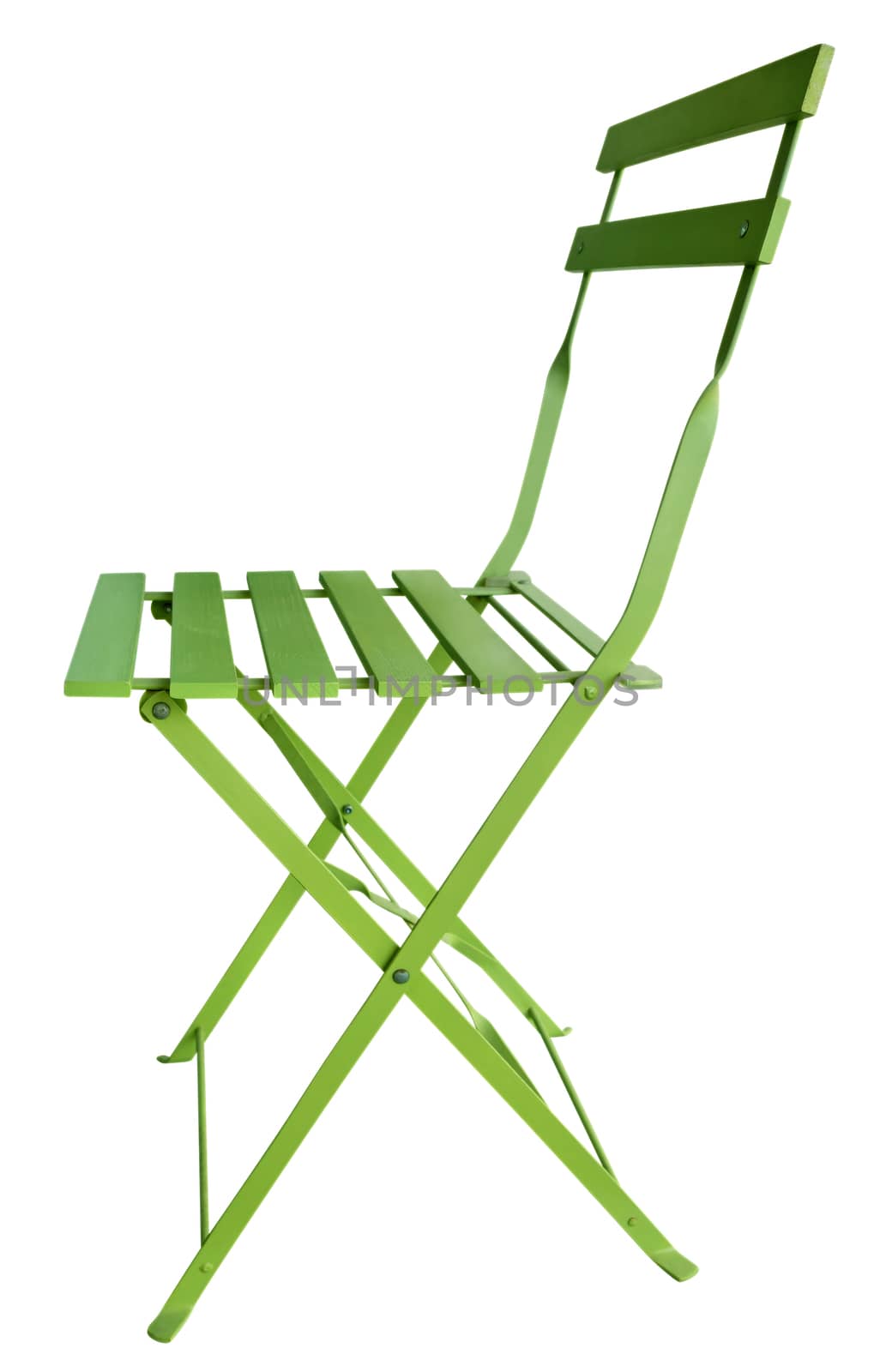 Green Folding Chair isolated on white, with clipping path.