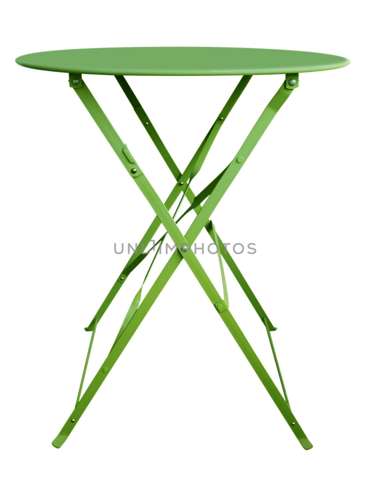 Green Folding Table isolated on white, with clipping path.