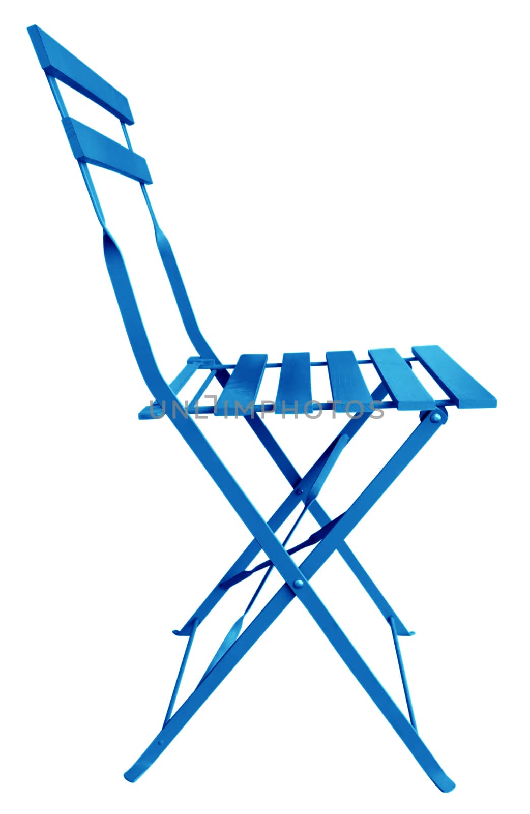 Blue Folding Chair isolated on white, with clipping path.