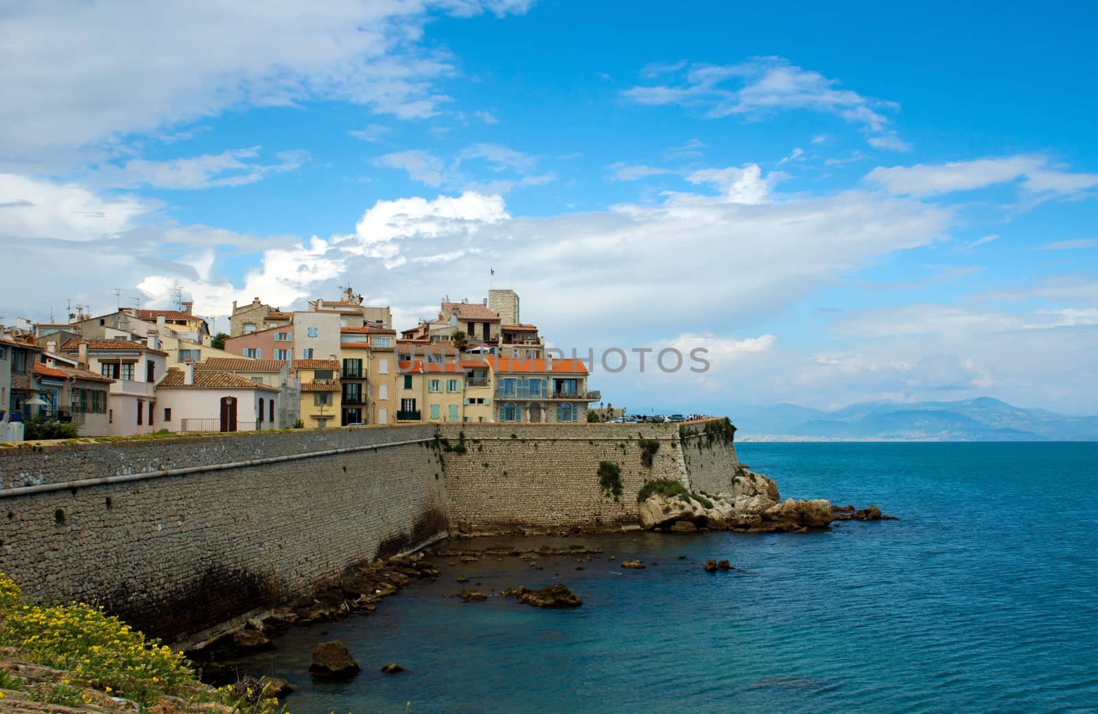 Antibes cityscape and mediterranean coast, French Riviera