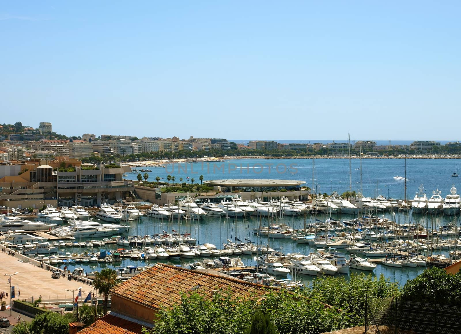 View from above at harbour and marina at Cannes, France 