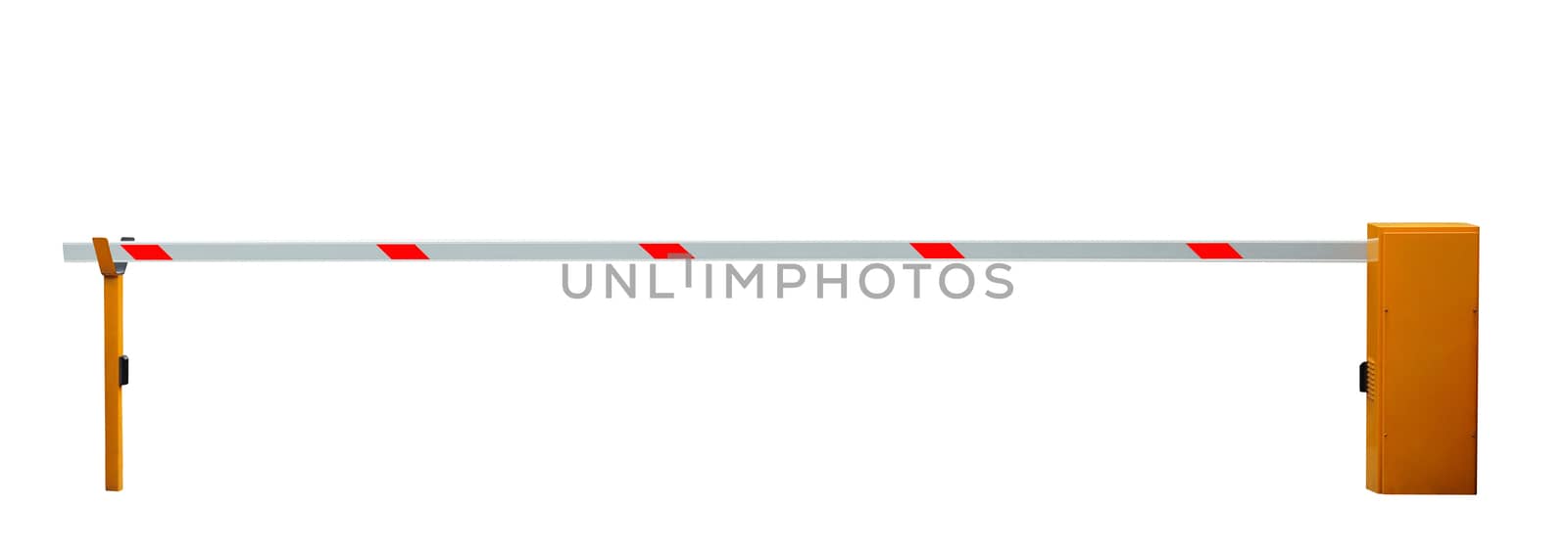 Closed entrance barrier isolated on white background