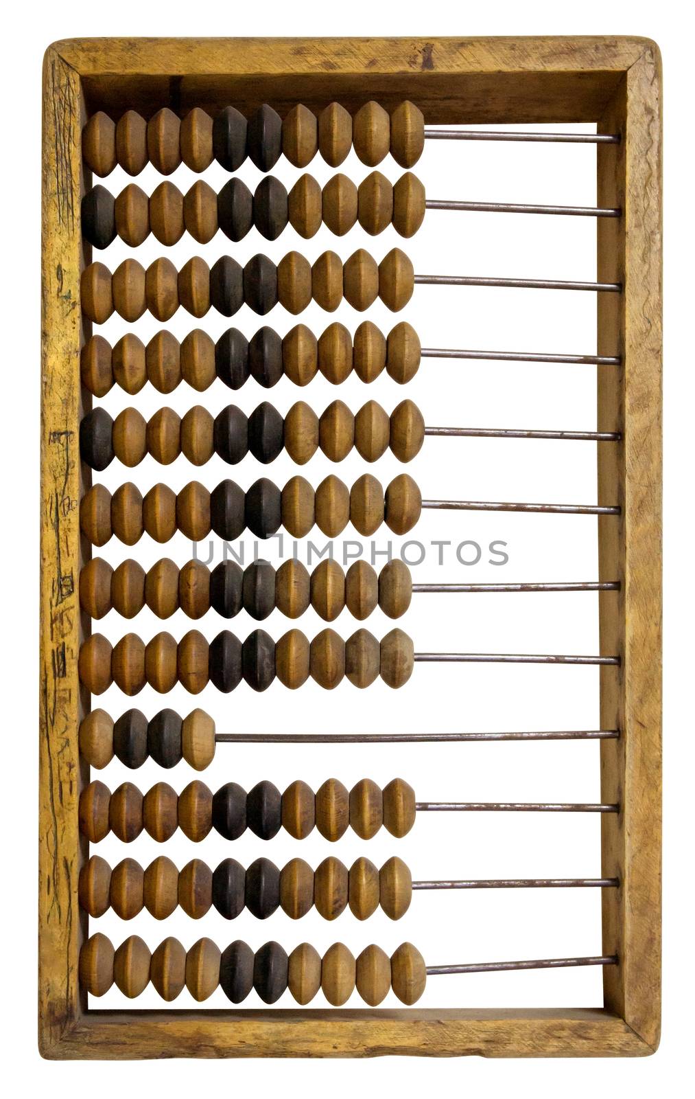 Old wooden abacus isolated on a white. Clipping path included.