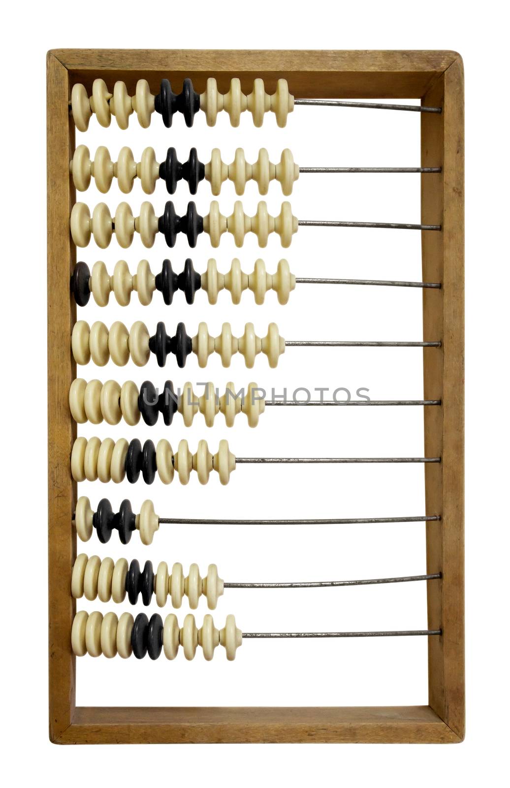 Old wooden abacus isolated on a white. Clipping path included.