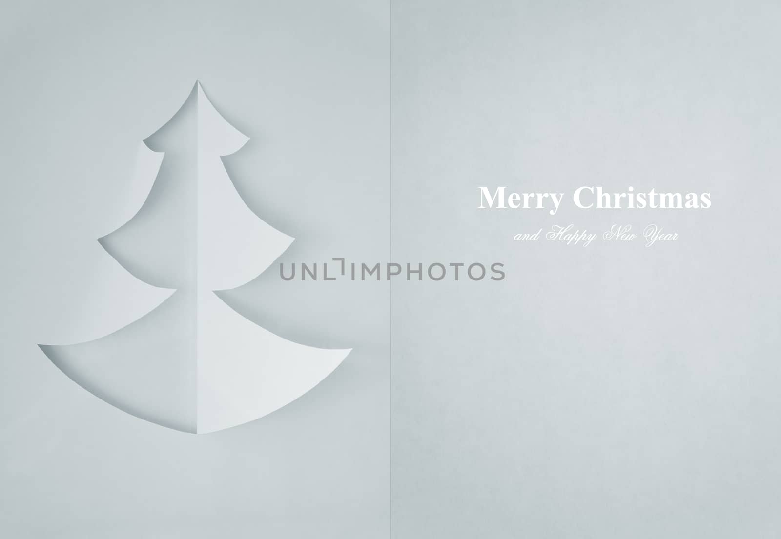Greeting Card of christmas tree made of paper for your design